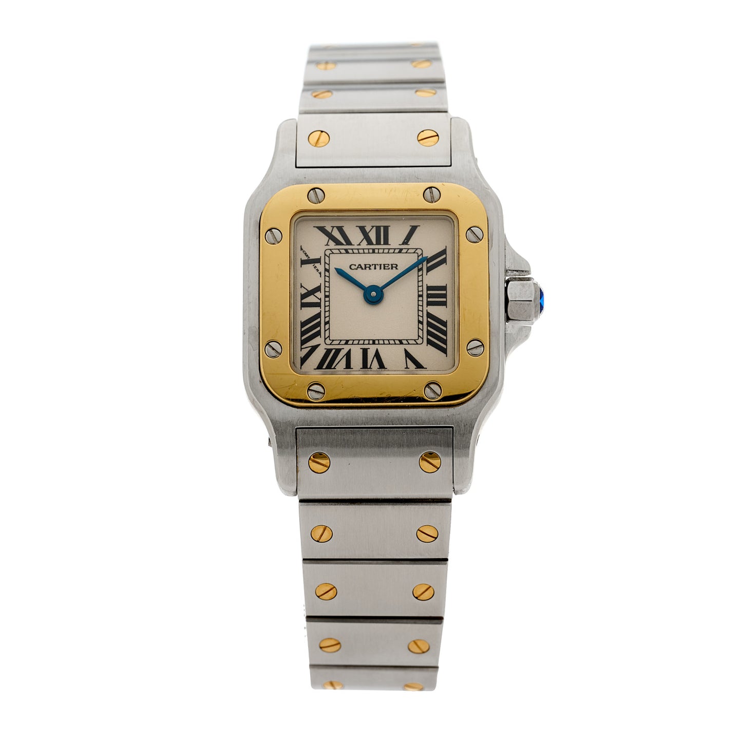 Stainless Steel 18K Yellow Gold 24mm Santos De Cartier Galbee Quartz Watch