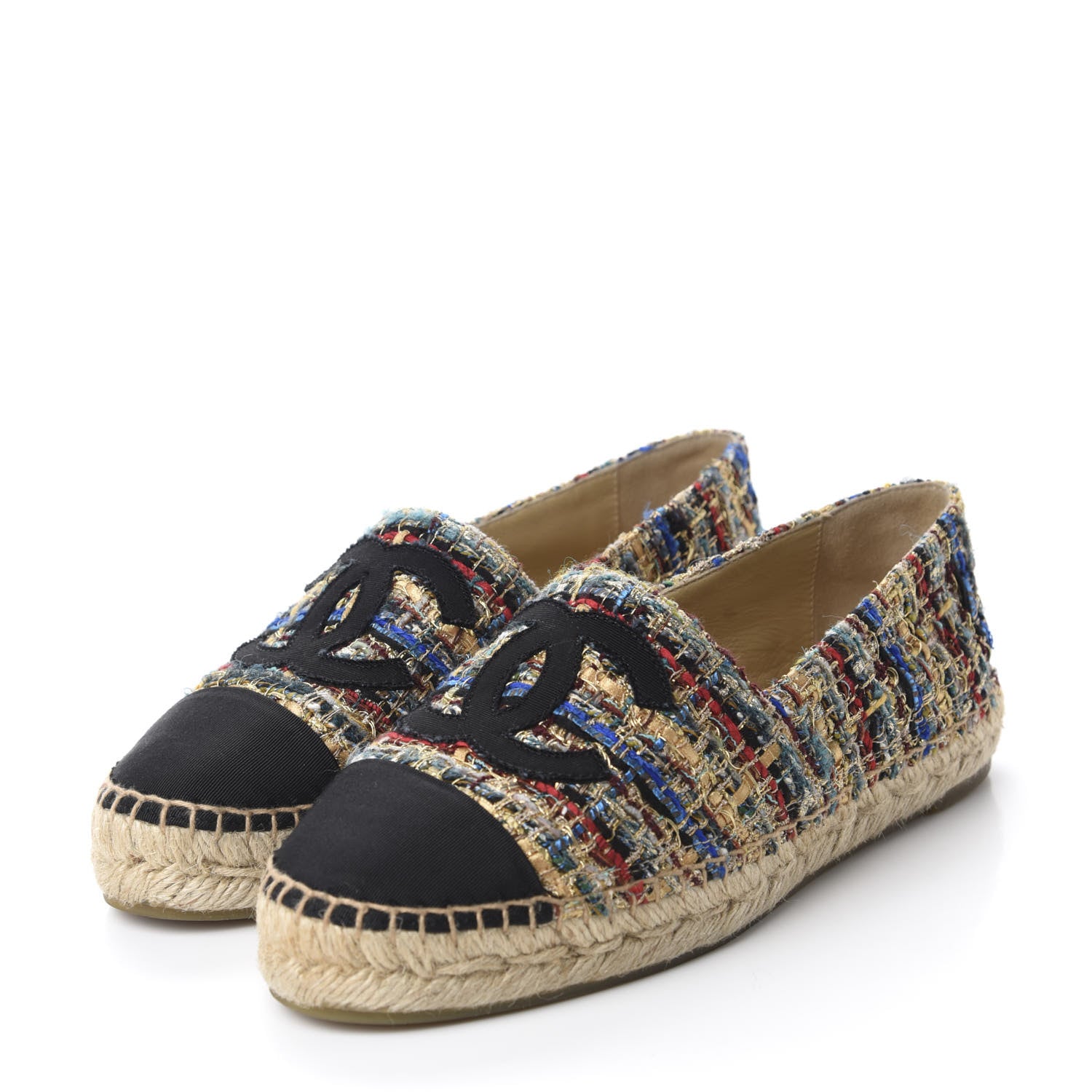 Chanel Tweed Grosgrain CC Espadrilles 36 Multicolor 3 of 11