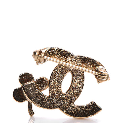 Chanel Crystal Gripoix Poured Glass CC Flower Brooch Gold 4 of 5