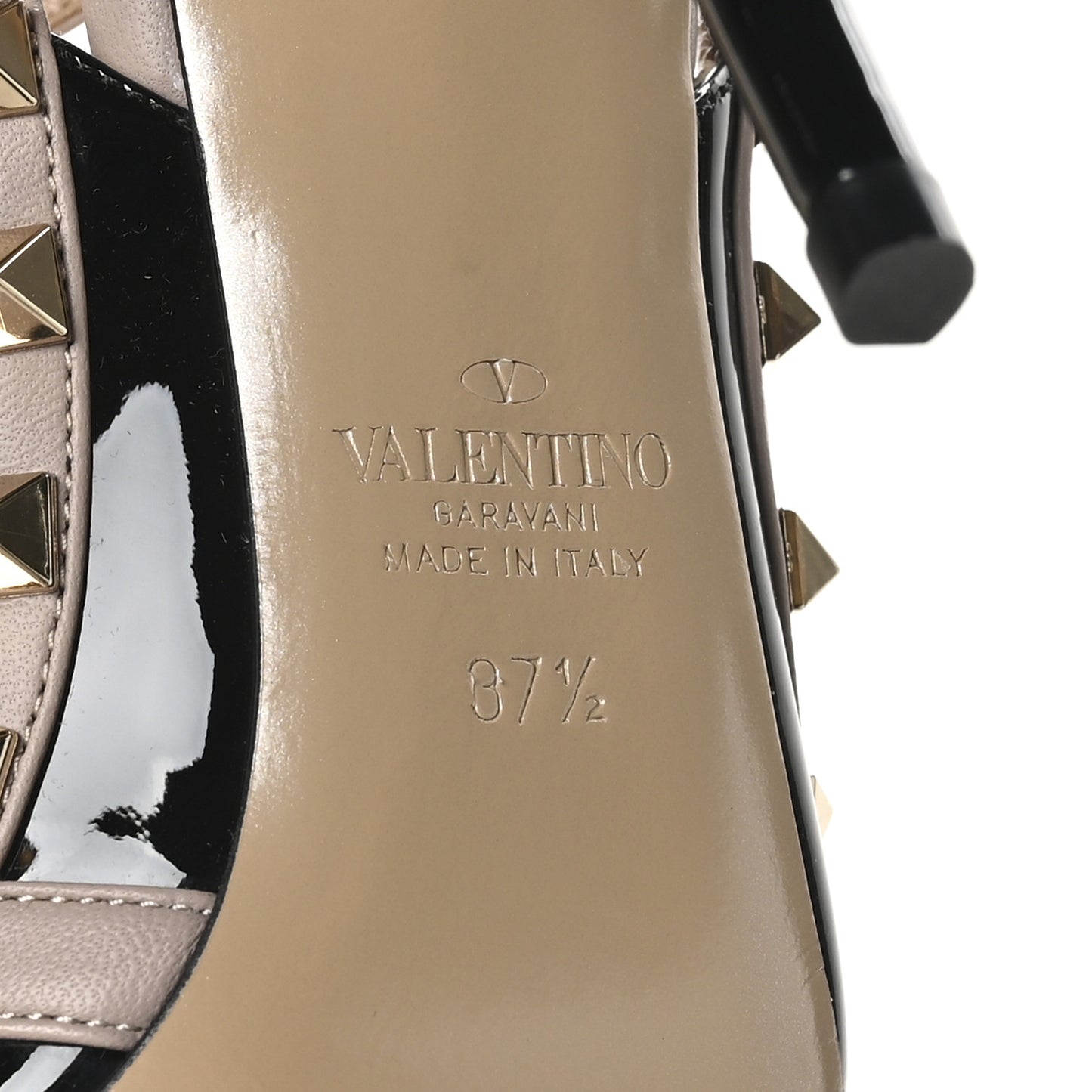 Patent Nappa Rockstud Ankle Strap 100mm Pumps 37.5 Black Poudre