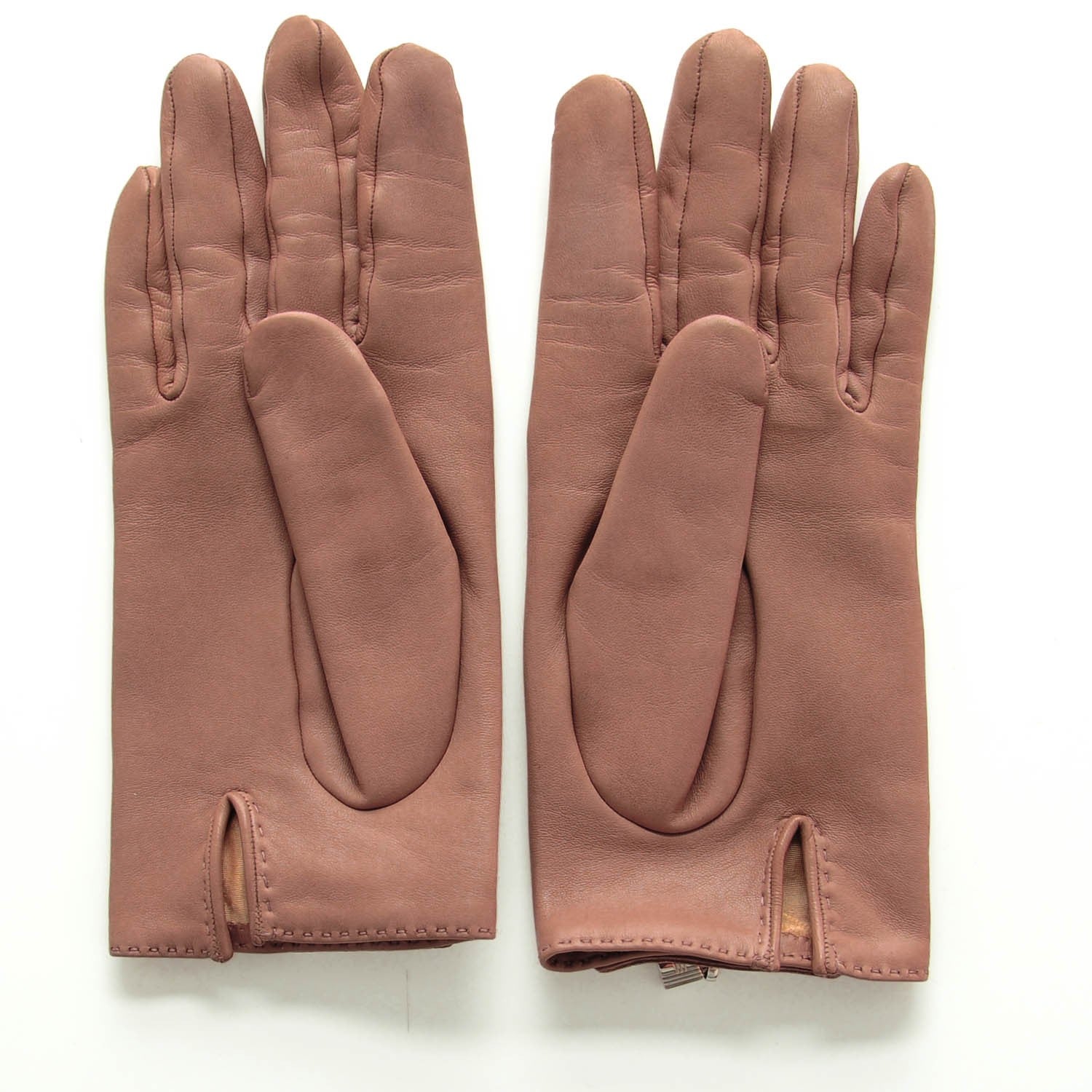Hermes Lambskin Soya Kelly Lock Gloves 8 Etoupe 3 of 5