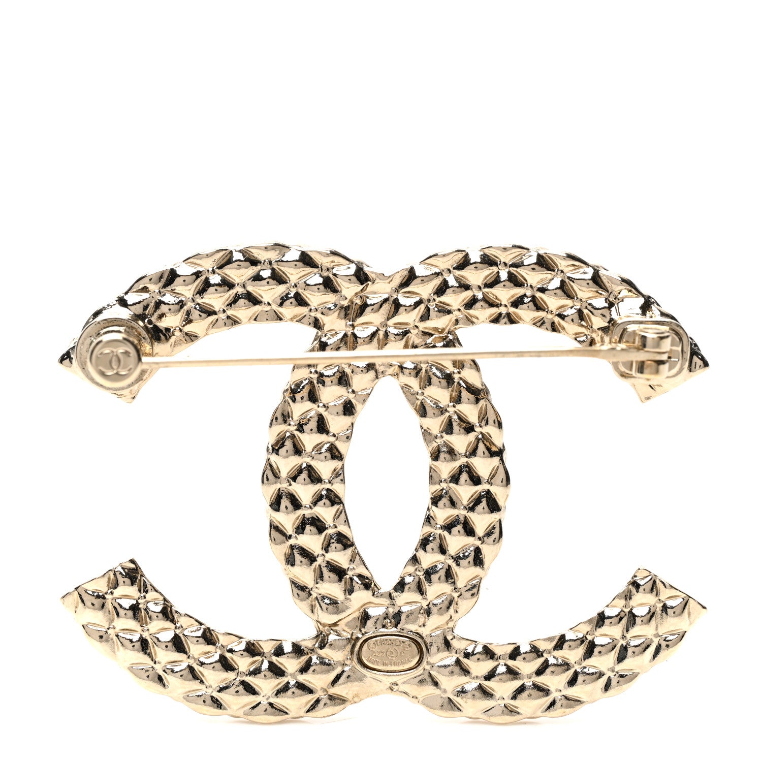 Chanel Metal Crystal Baguette CC Brooch Gold 3 of 5