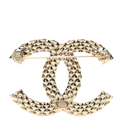 Chanel Metal Crystal Baguette CC Brooch Gold 3 of 5