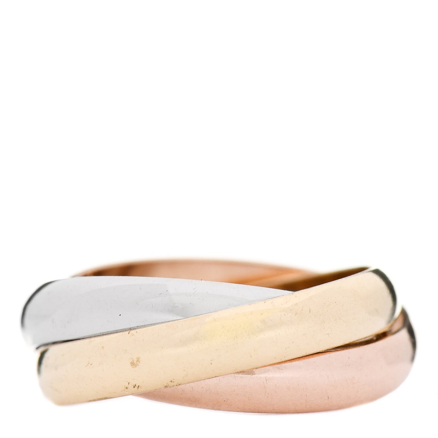 18K Pink Yellow White Gold Classic Les Must De Cartier Trinity Ring 53 6.25