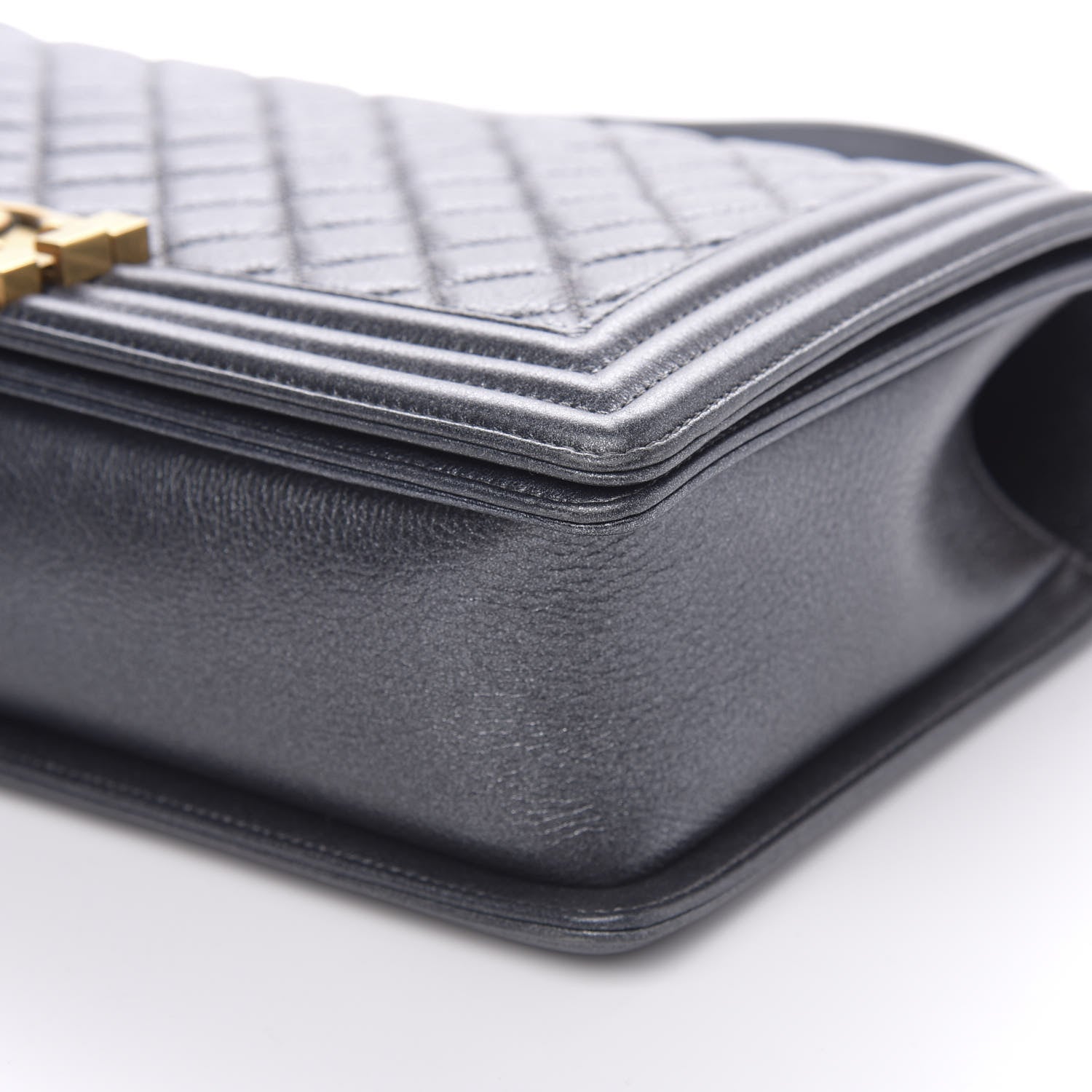 Chanel Metallic Calfskin Quilted New Medium Boy Flap Dark Grey 10 of 10
