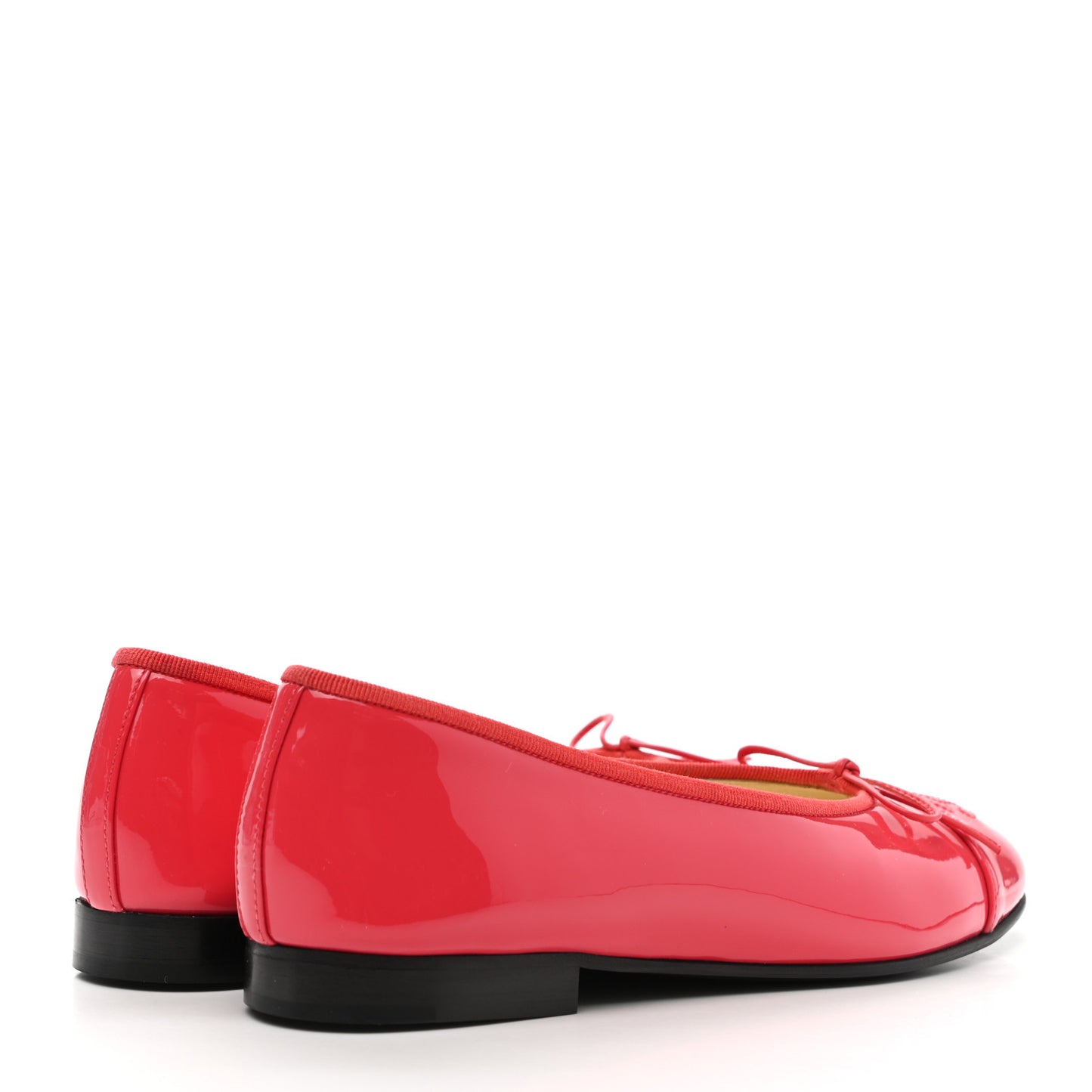 Patent Calfskin CC Cap Toe Ballerina Flats 37.5 Red