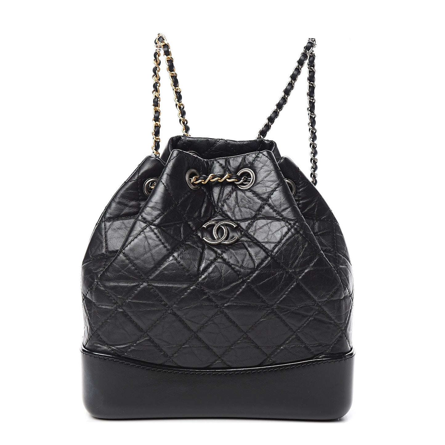 Aged Calfskin Quilted Small Gabrielle Backpack Black