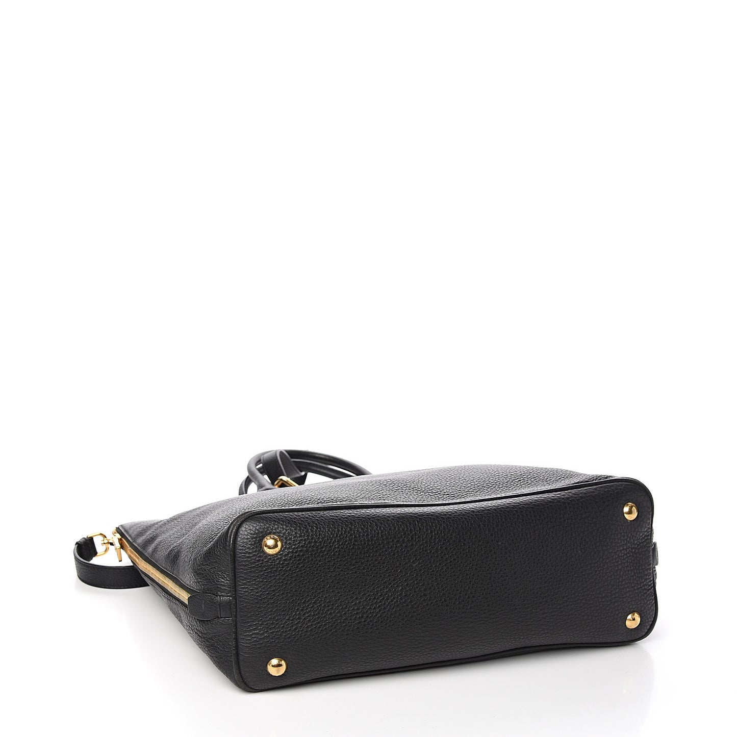 Vitello Daino Side Zip Tote Black