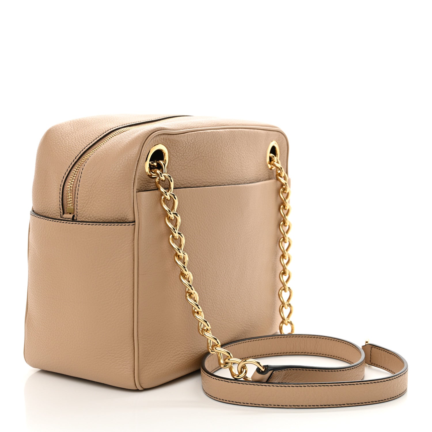 Salvatore Ferragamo Calfskin Gancini Shoulder Bag Beige 3 of 10