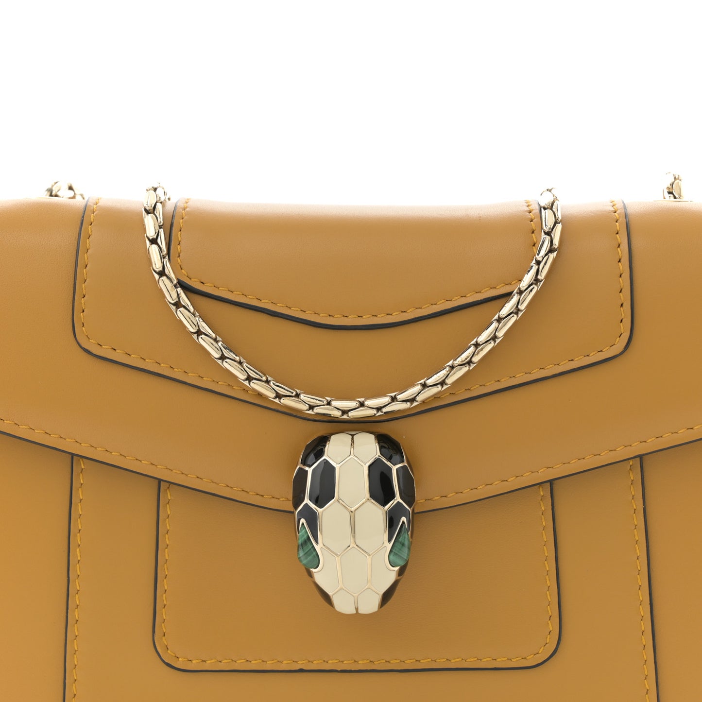 Calfskin Small Serpenti Forever Snake Strap Crossbody Bag Dark Yellow