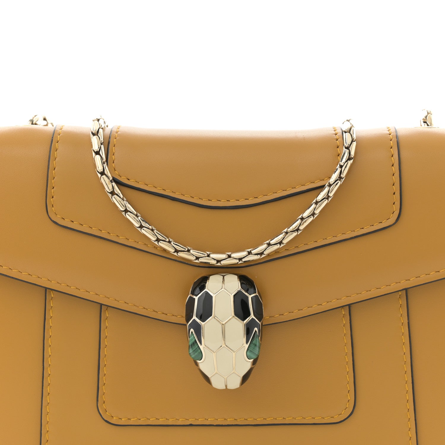 Bulgari Calfskin Small Serpenti Forever Snake Strap Crossbody Bag Dark Yellow 9 of 12