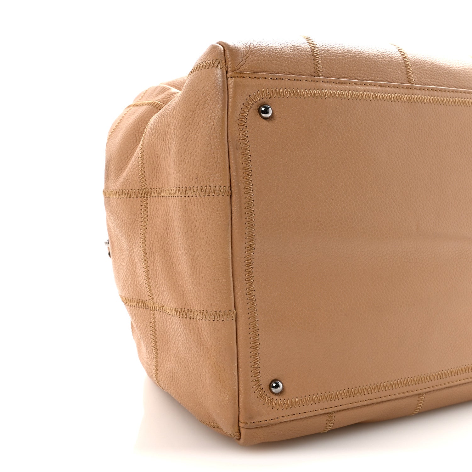 Chanel Caviar Square Stitched Bowler Beige 9 of 10