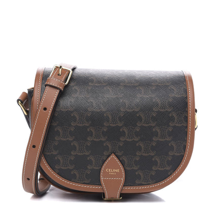 Celine Triomphe Canvas Medium Folco Bag Tan 1 of 10