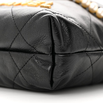 Chanel Shiny Crumpled Calfskin Quilted Pearl Mini Chanel 22 Black 10 of 11
