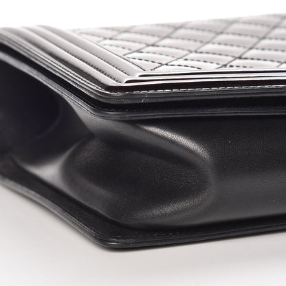 Chanel Metallic Patent Quilted New Medium Boy Flap Black 8 of 10