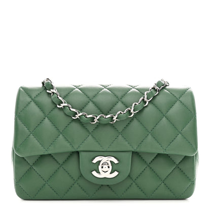 Chanel Lambskin Quilted Mini Rectangular Flap Dark Green 1 of 10