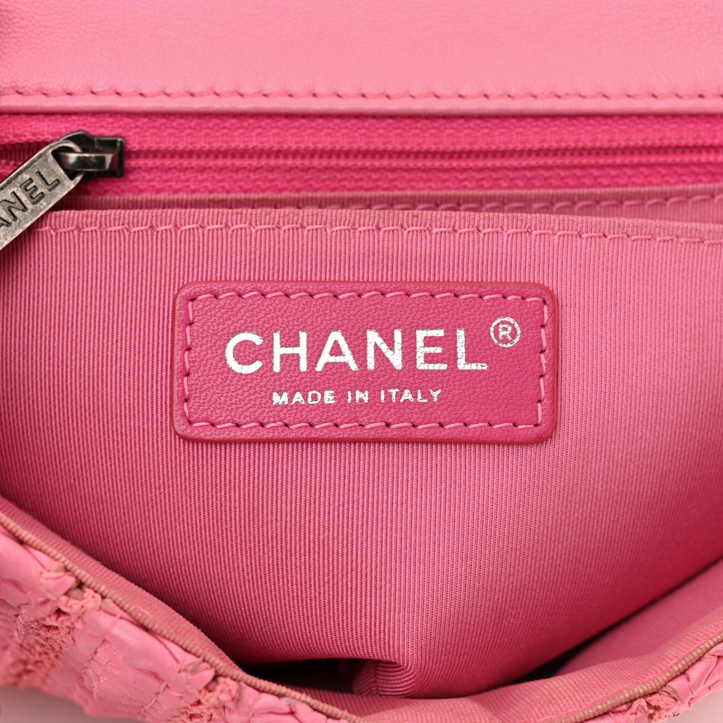 Lambskin Crochet Embroidered Mini Flap Pink