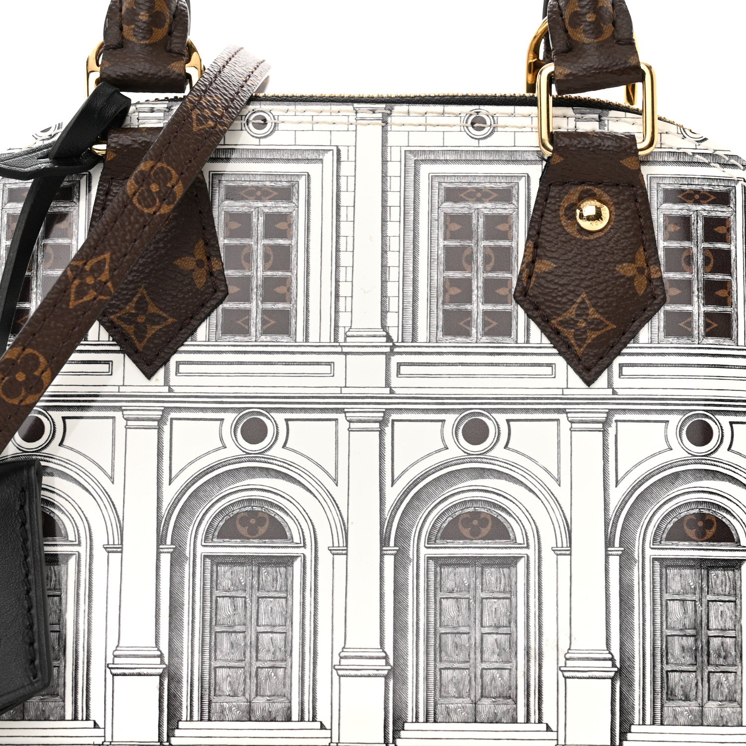 Louis Vuitton X FORNASETTI Calfskin Architettura Alma BB Black White 8 of 12