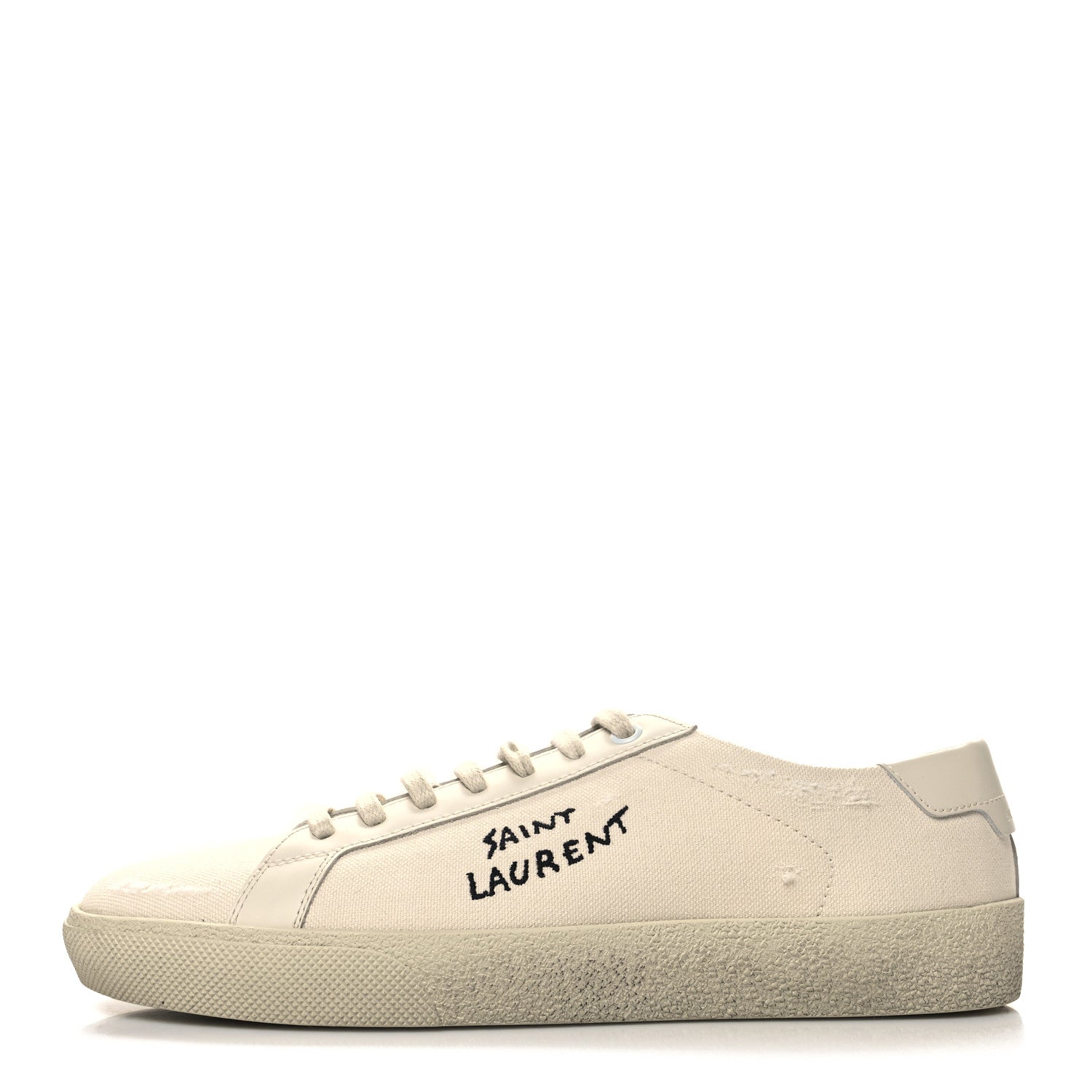 Saint Laurent Distressed Canvas Court Classic Sneakers 39 Panna 1 of 8
