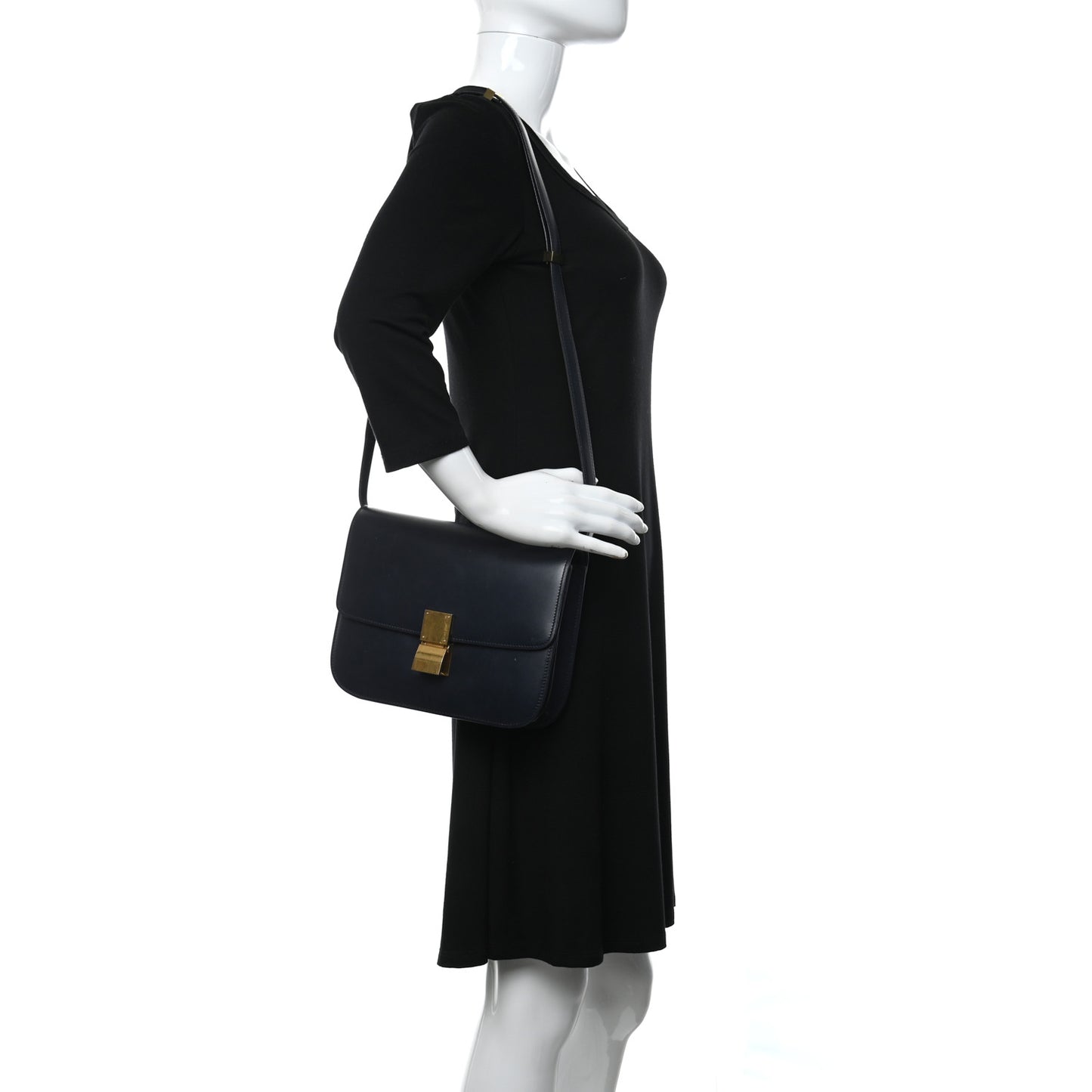 Box Calfskin Medium Classic Box Flap Bag Navy