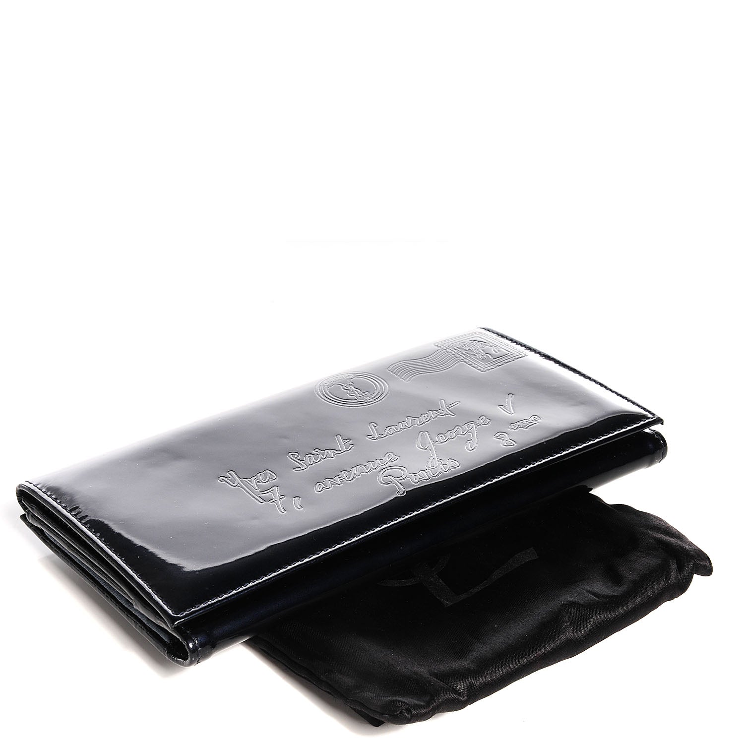 Saint Laurent Patent Y-Mail Long Wallet Marine 3 of 5