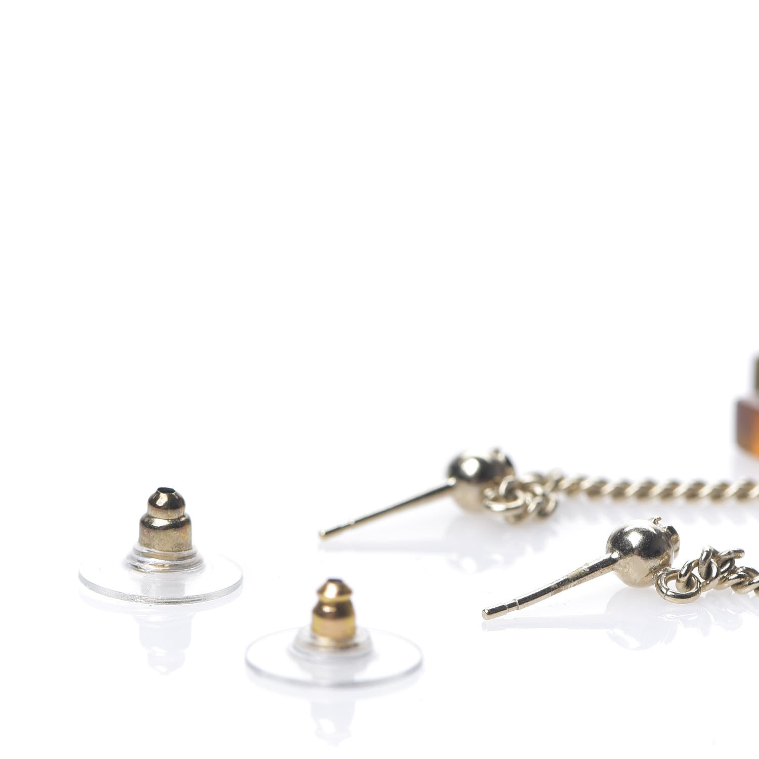 Chanel CC Crystal Drop Earrings Tortoise 3 of 5