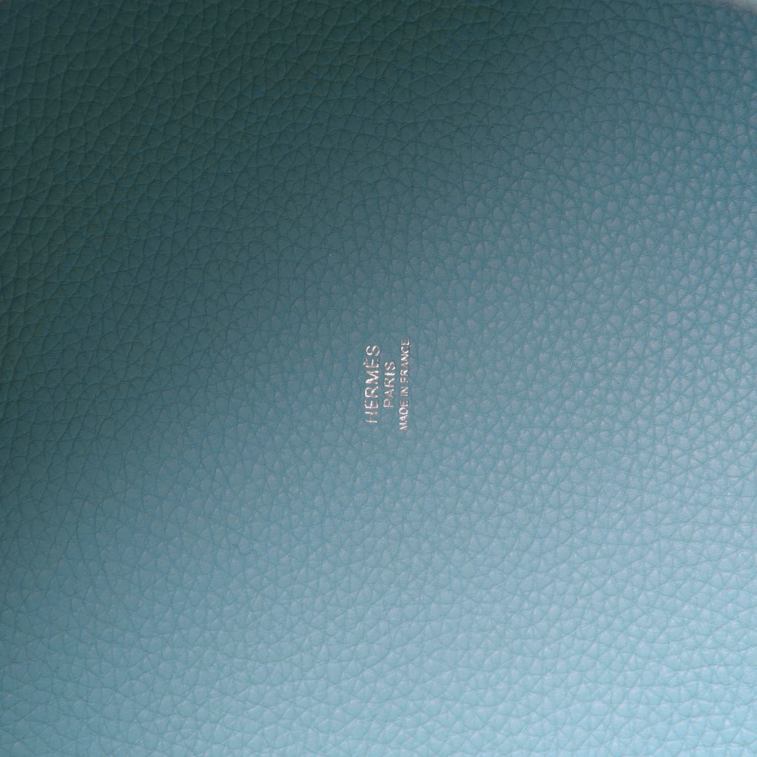 Hermes Taurillon Clemence Swift Picotin Lock 22 MM Bleu Atoll 9 of 11