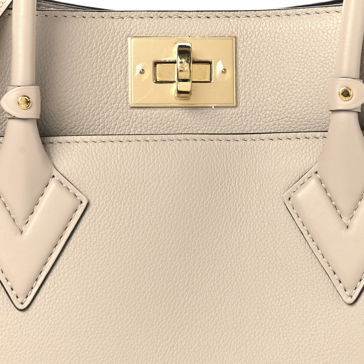 Louis Vuitton Calfskin Monogram On My Side MM Greige 7 of 9