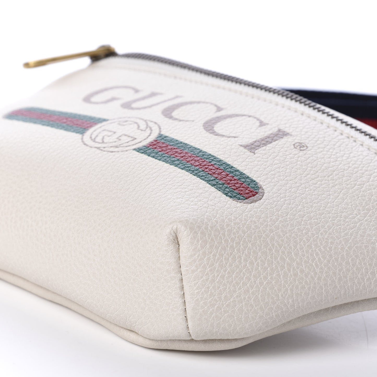 Grained Calfskin Small Logo Belt Bag White