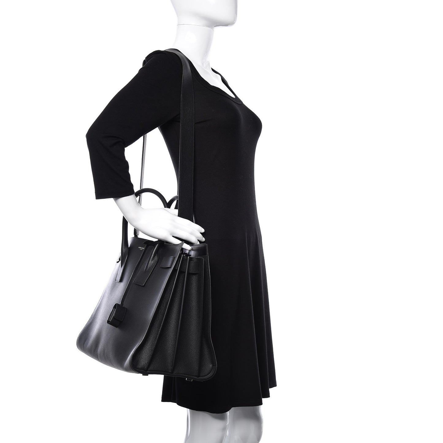 Grained Calfskin Large Sac De Jour Carryall Black