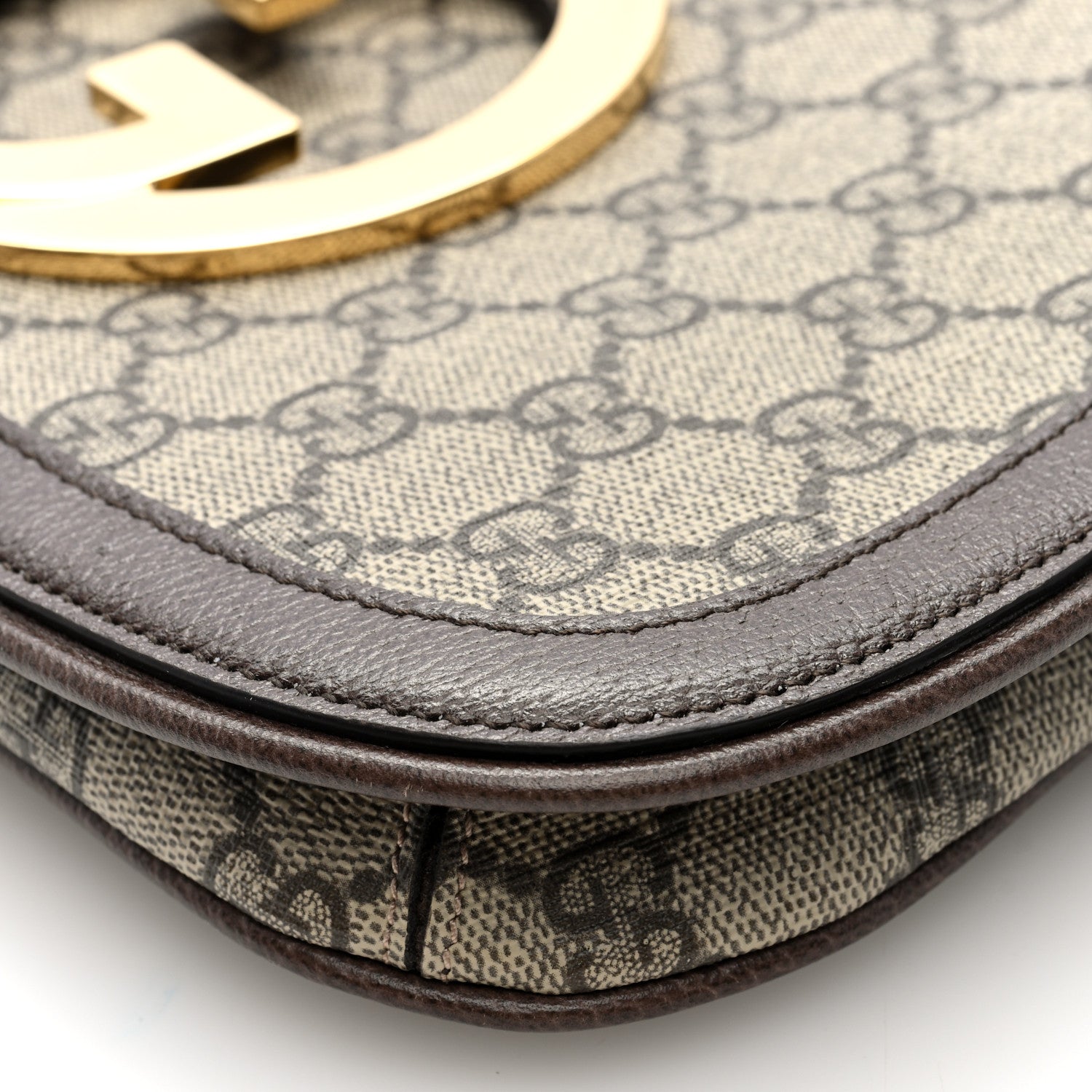 Gucci GG Supreme Monogram Textured Dollar Calfskin Blondie Chain Shoulder Flap Bag Beige Ebony New Acero 9 of 9