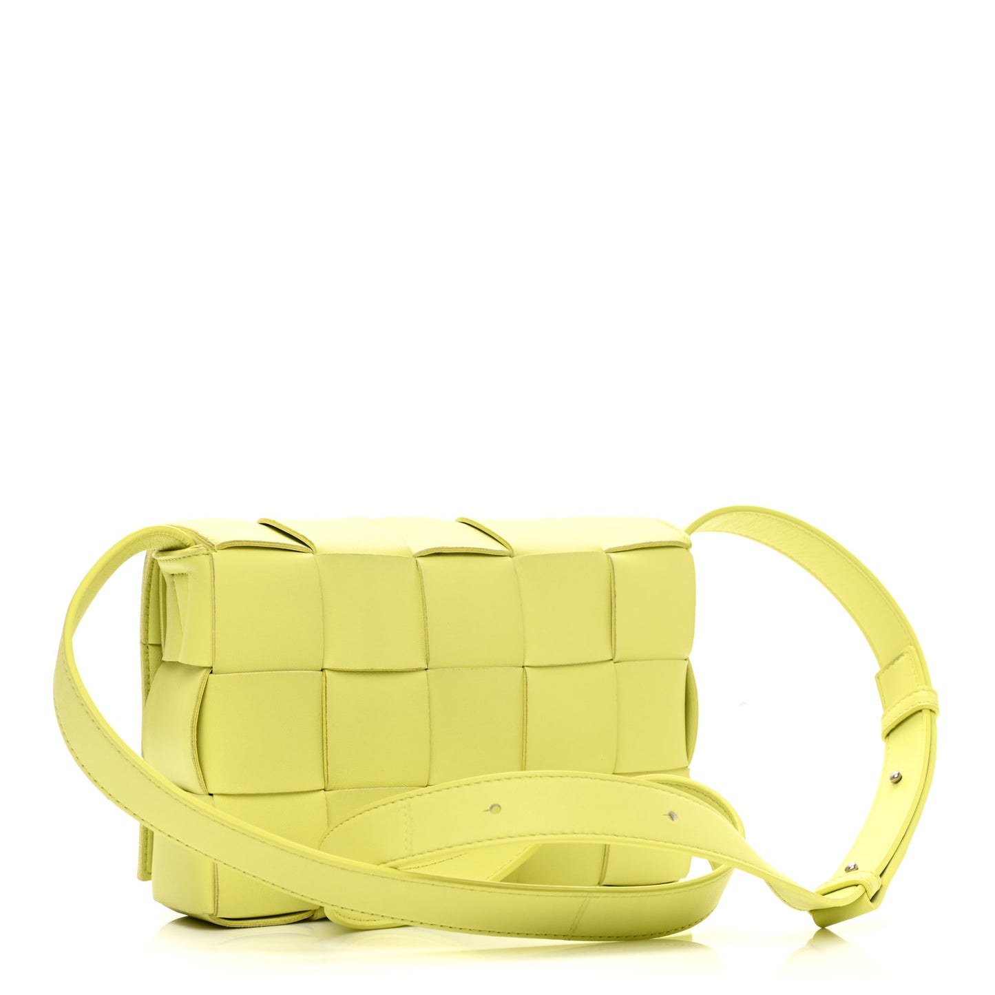 Lambskin Maxi Intrecciato Cassette Crossbody Bag Acid Kiwi