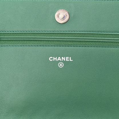 Chanel Calfskin Chevron Quilted Braided Boy Wallet On Chain WOC Blue 6 of 13