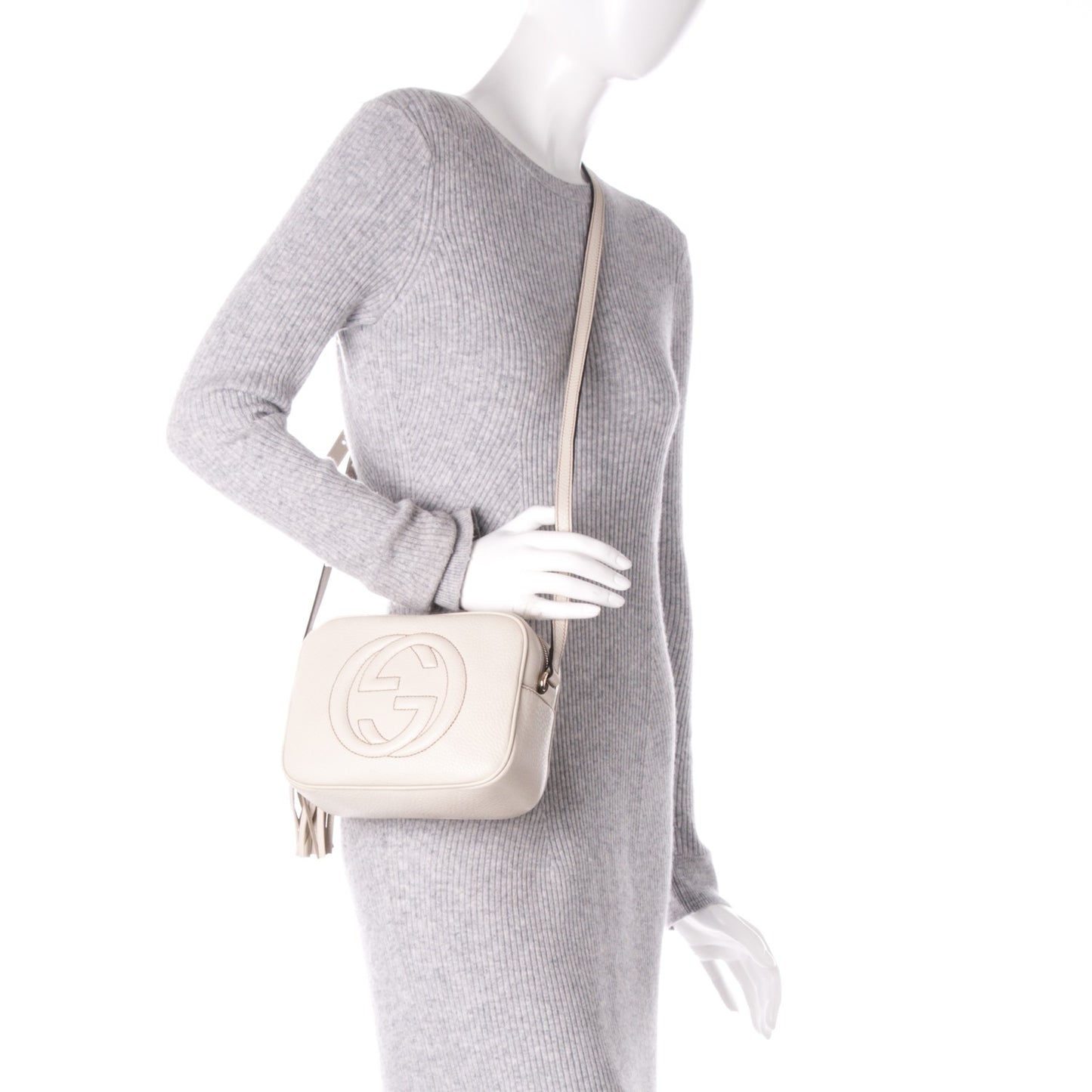 Pebbled Calfskin Small Soho Disco Bag Off White