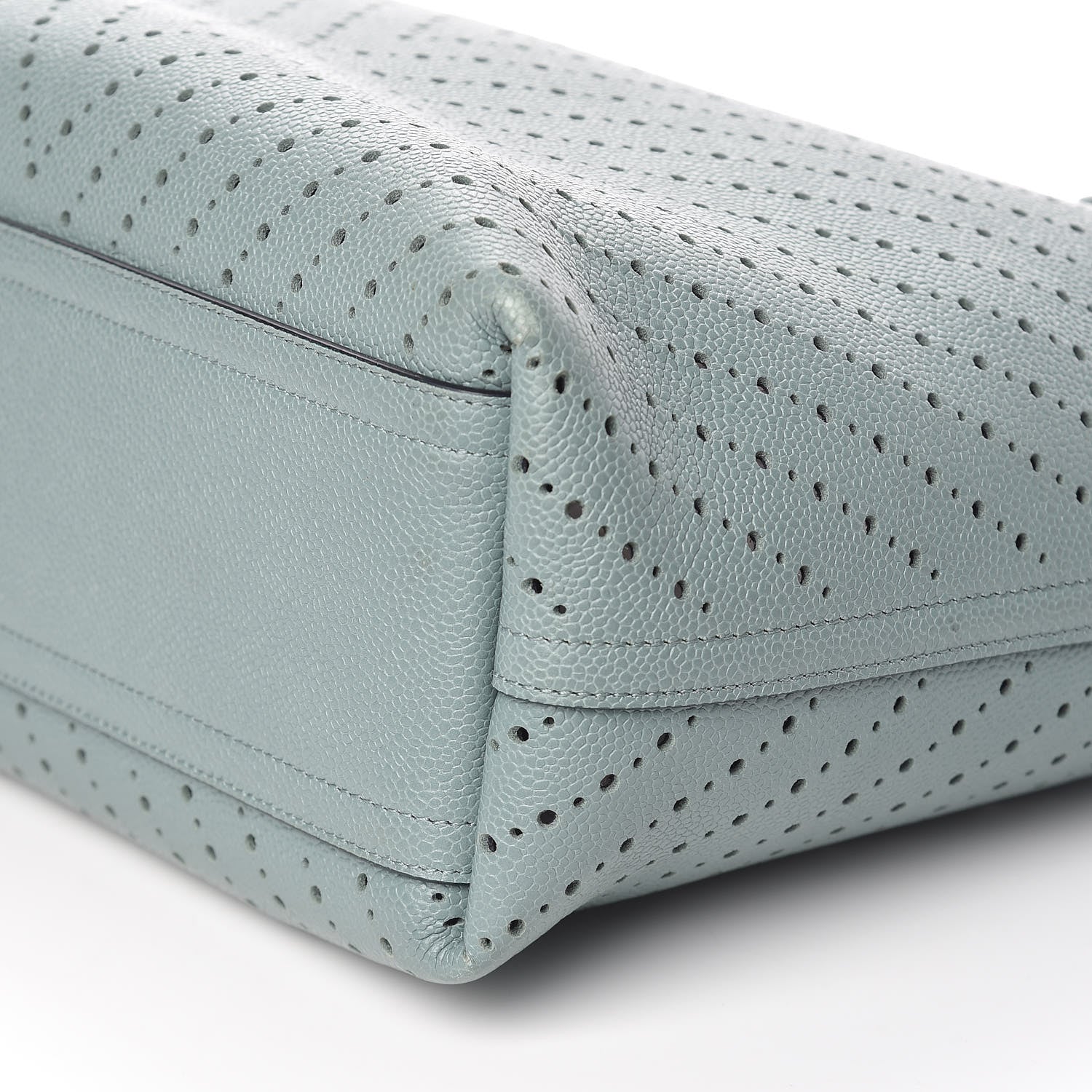 Chanel Perforated Grained Calfskin Large Shopping Tote Green 6 of 10