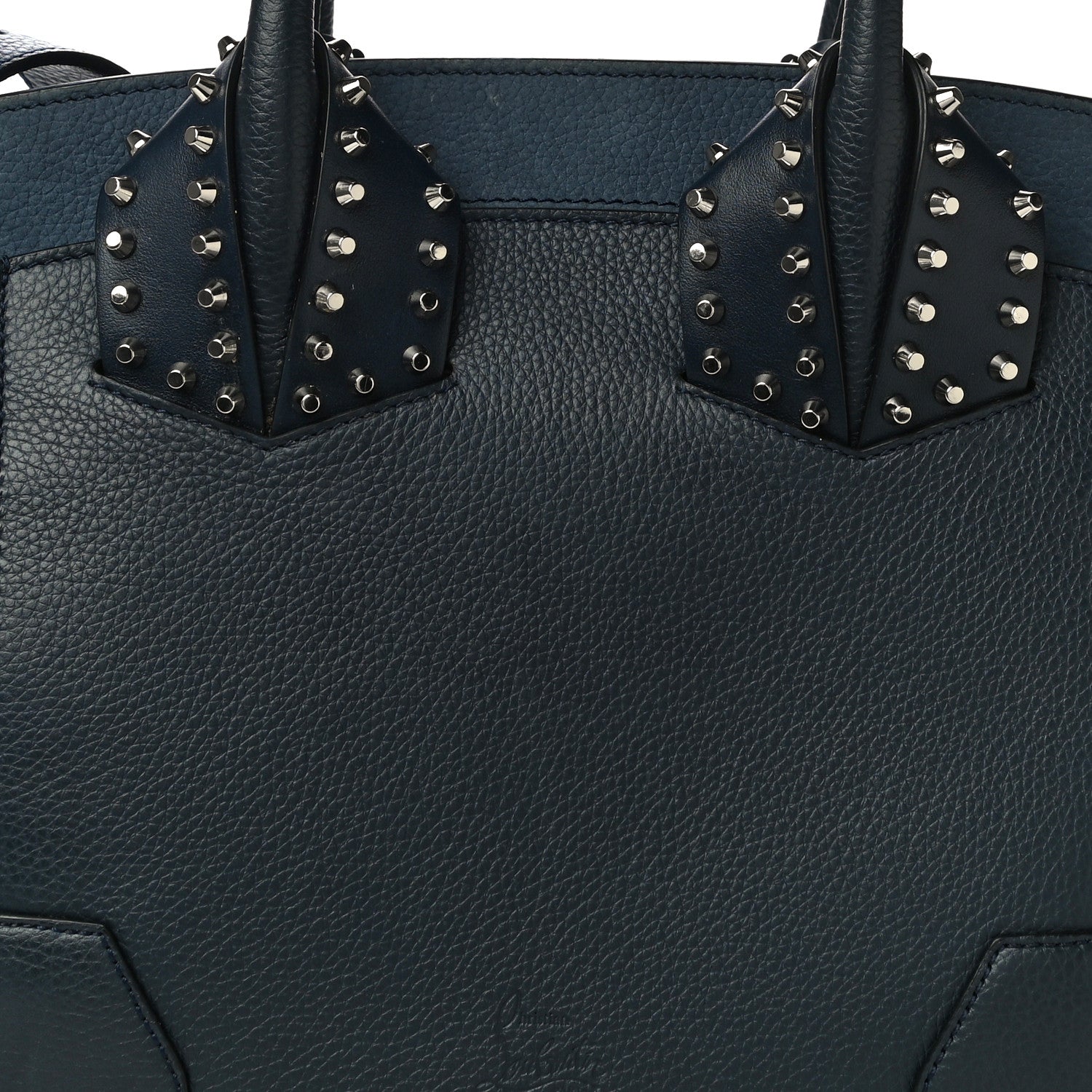 Christian Louboutin Suede Grained Calfskin Studded Small Eloise Tote Navy Blue 7 of 11