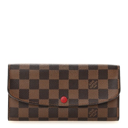 Louis Vuitton Damier Ebene Emilie Wallet Red 1 of 10
