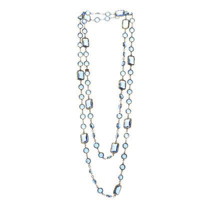 Chanel Crystal Sautoir Necklace Gold Blue 3 of 5