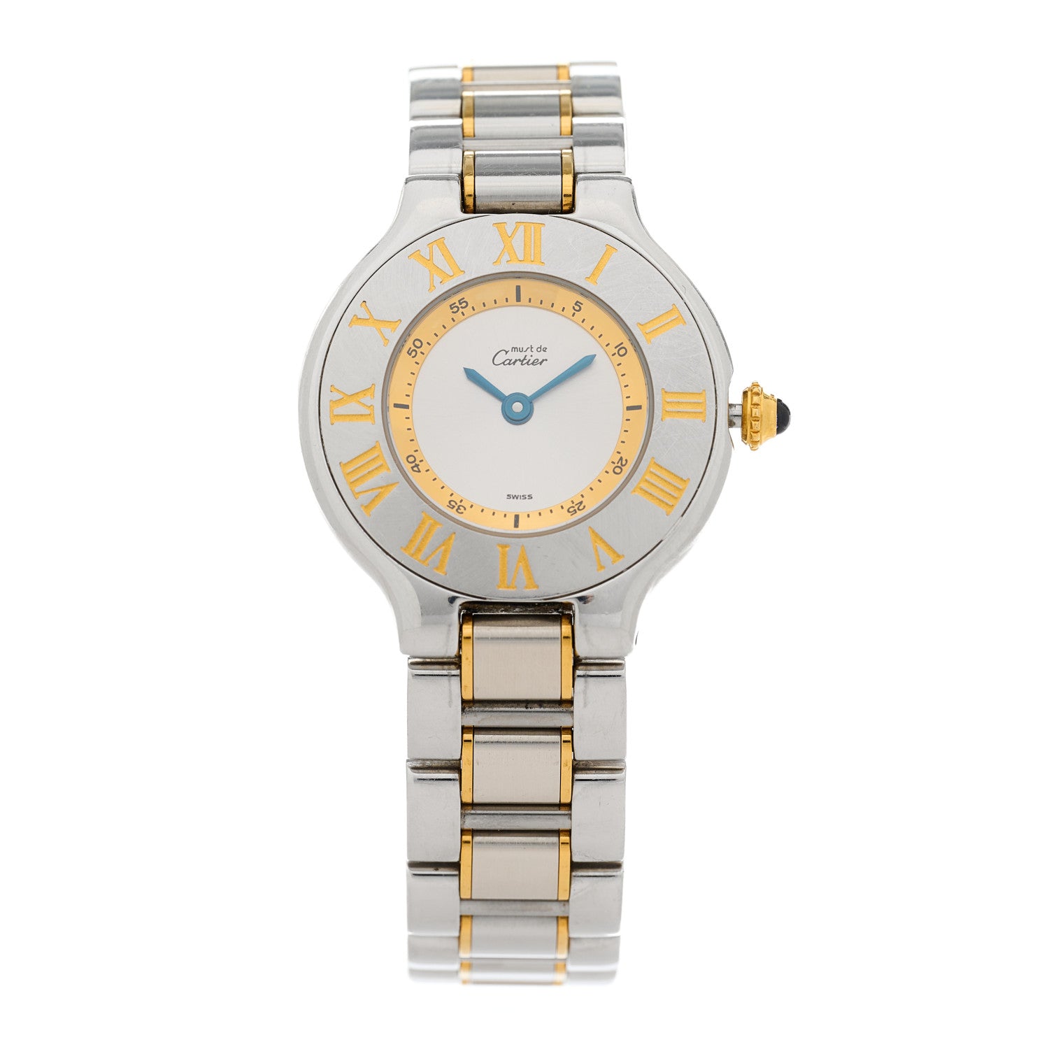 Cartier Stainless Steel 18K Yellow Gold 28mm Must De 21 Quartz Watch 3 of 6