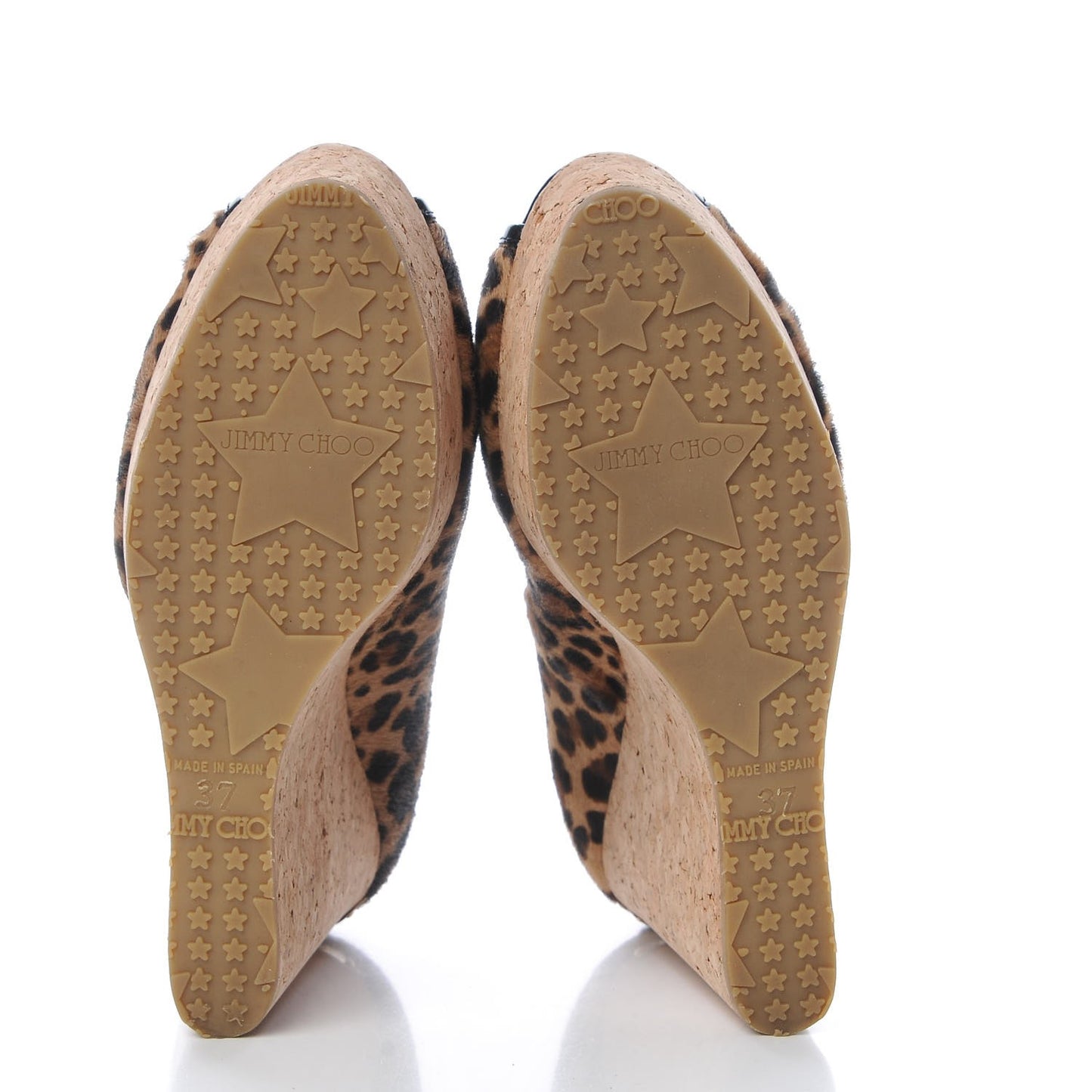 Calf Hair Leopard Print Papina 130 Wedge Sandals 37