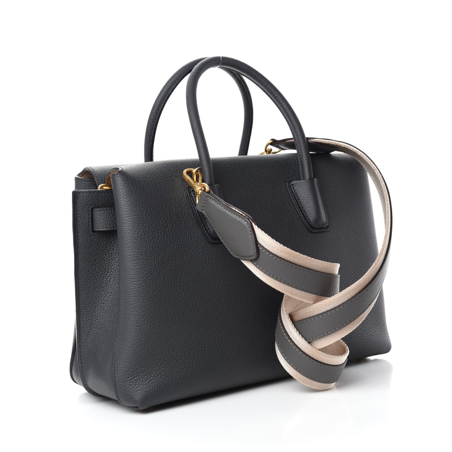 MCM Grained Calfskin Medium Milla Tote Phantom Grey 3 of 10