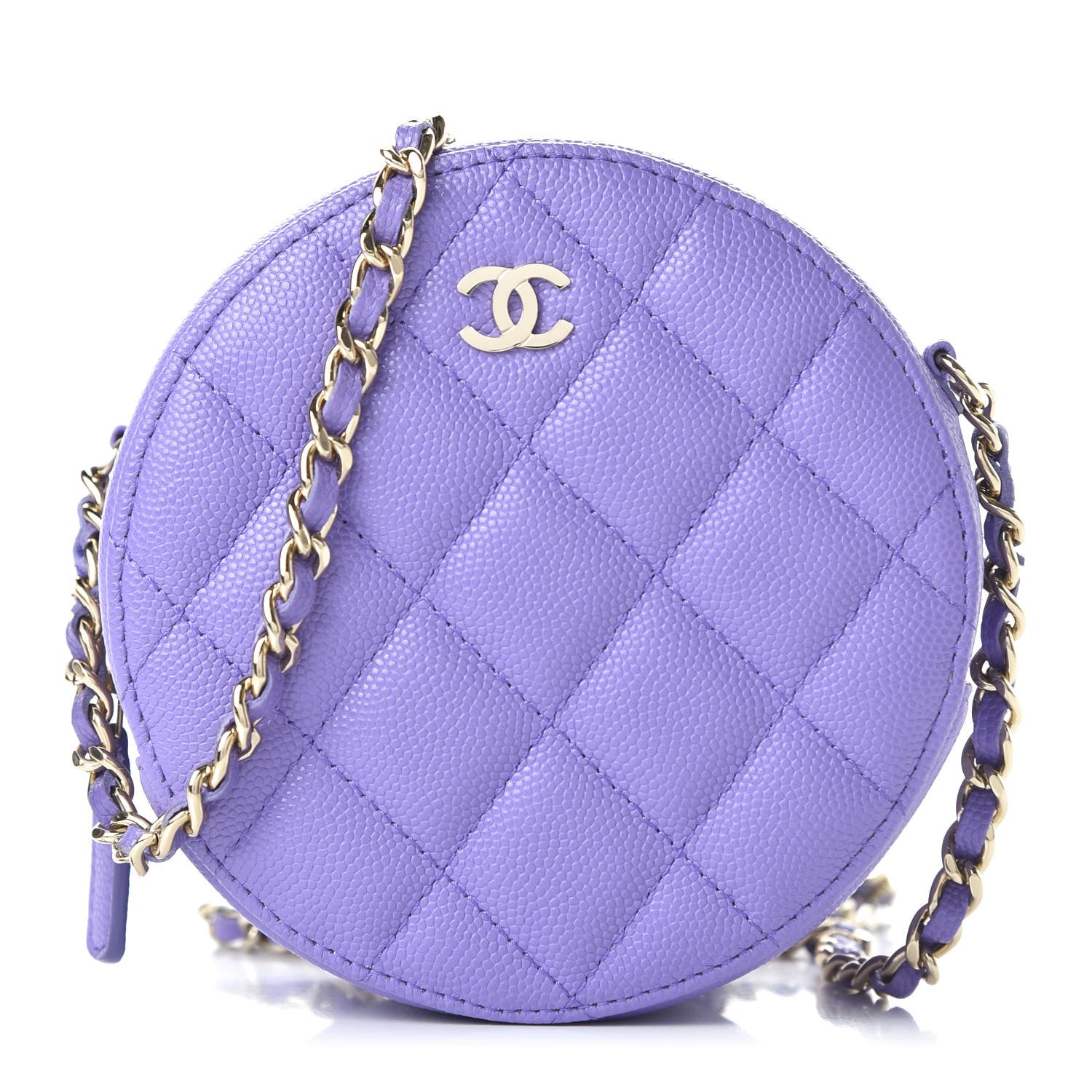 Chanel Caviar Quilted Round Clutch With Chain Purple 1 of 11