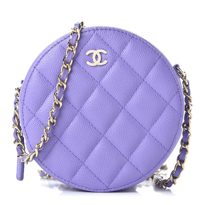 Chanel Caviar Quilted Round Clutch With Chain Purple 1 of 11