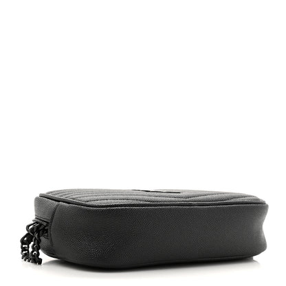 Saint Laurent Grain De Poudre Matelasse Monochrome Monogram Mini Lou Camera Bag Black 3 of 9