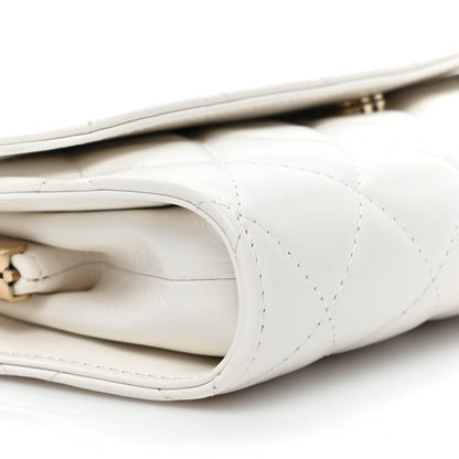 Chanel Shiny Calfskin Quilted Flap Phone Holder With Chain White 9 of 10