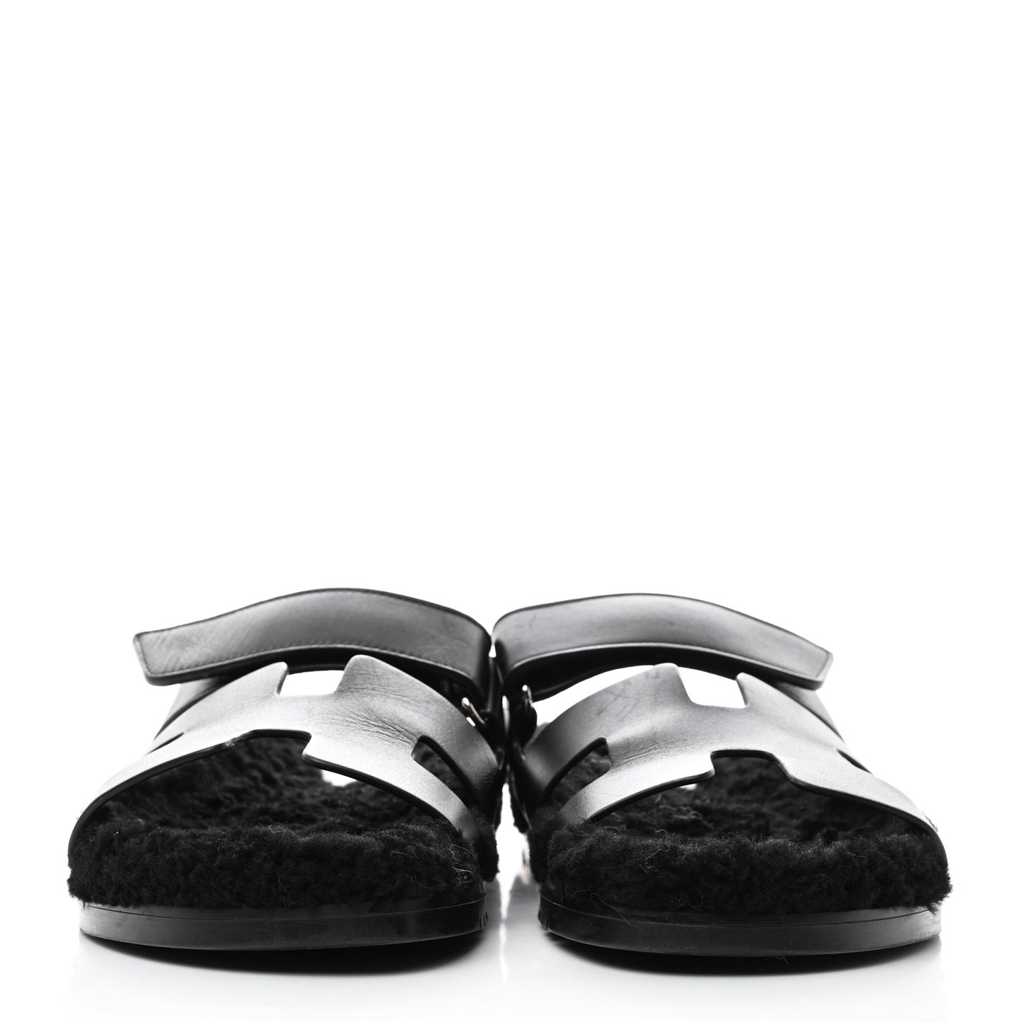 Calfskin Woolskin Womens Chypre Sandals 39.5 Black