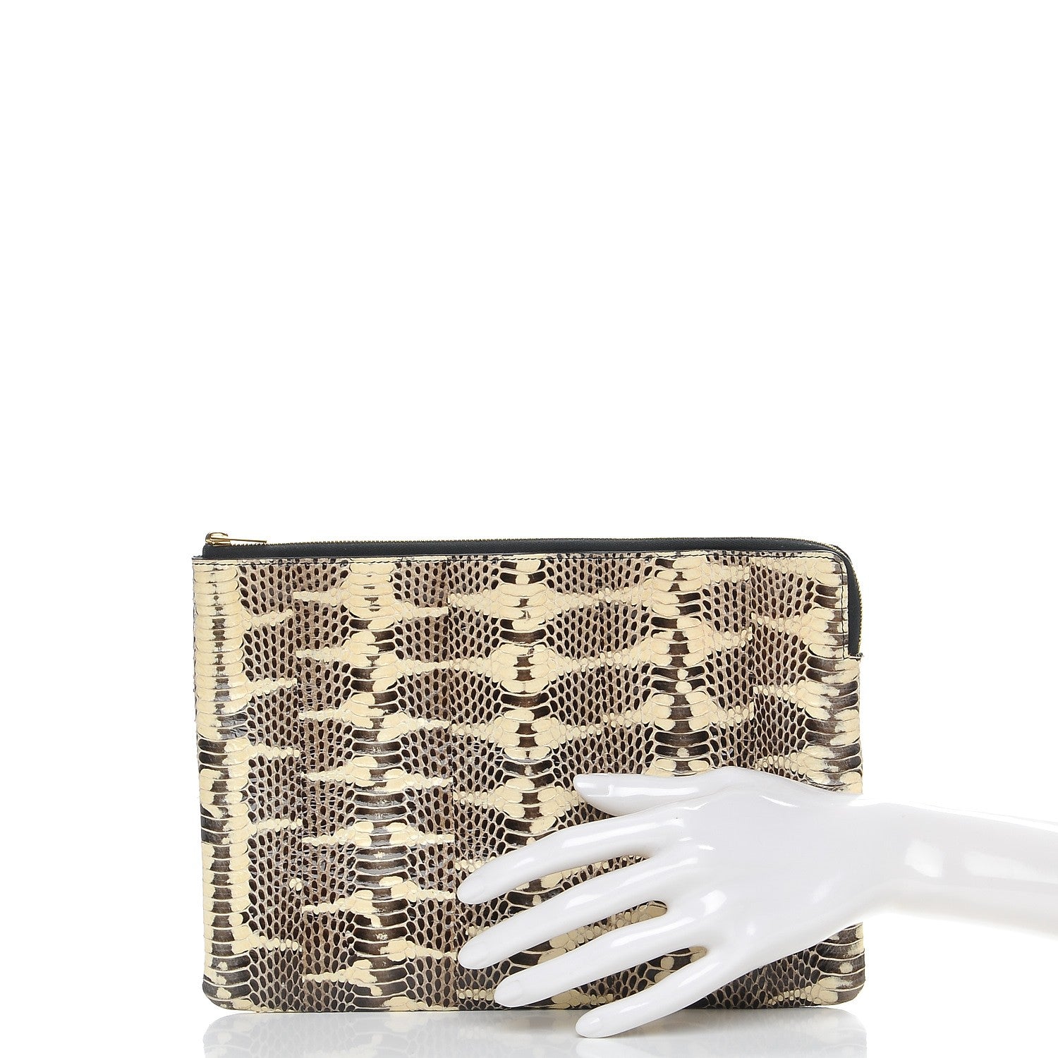 Celine Watersnake Clutch Pouch Black White 2 of 7