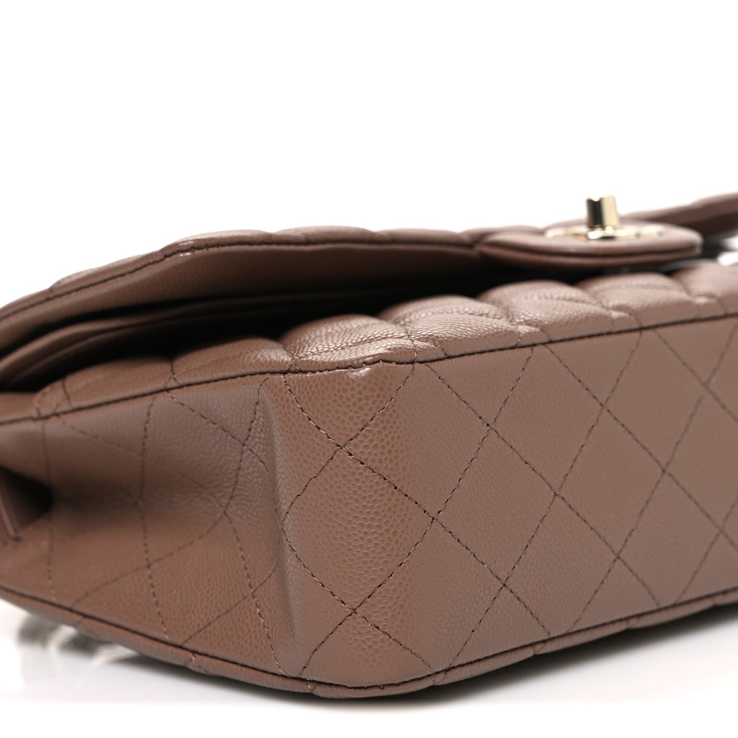 Caviar Quilted Medium Double Flap Brown