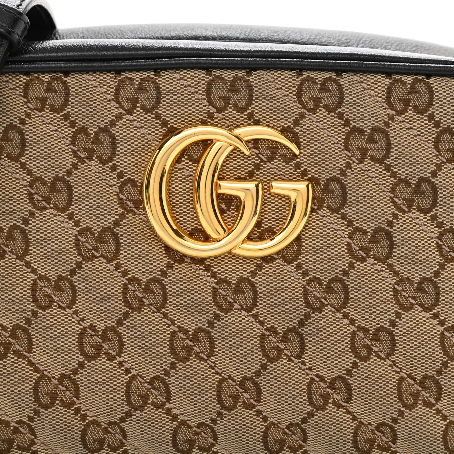 Monogram Matelasse Diagonal Small GG Marmont Chain Shoulder Bag Beige Black