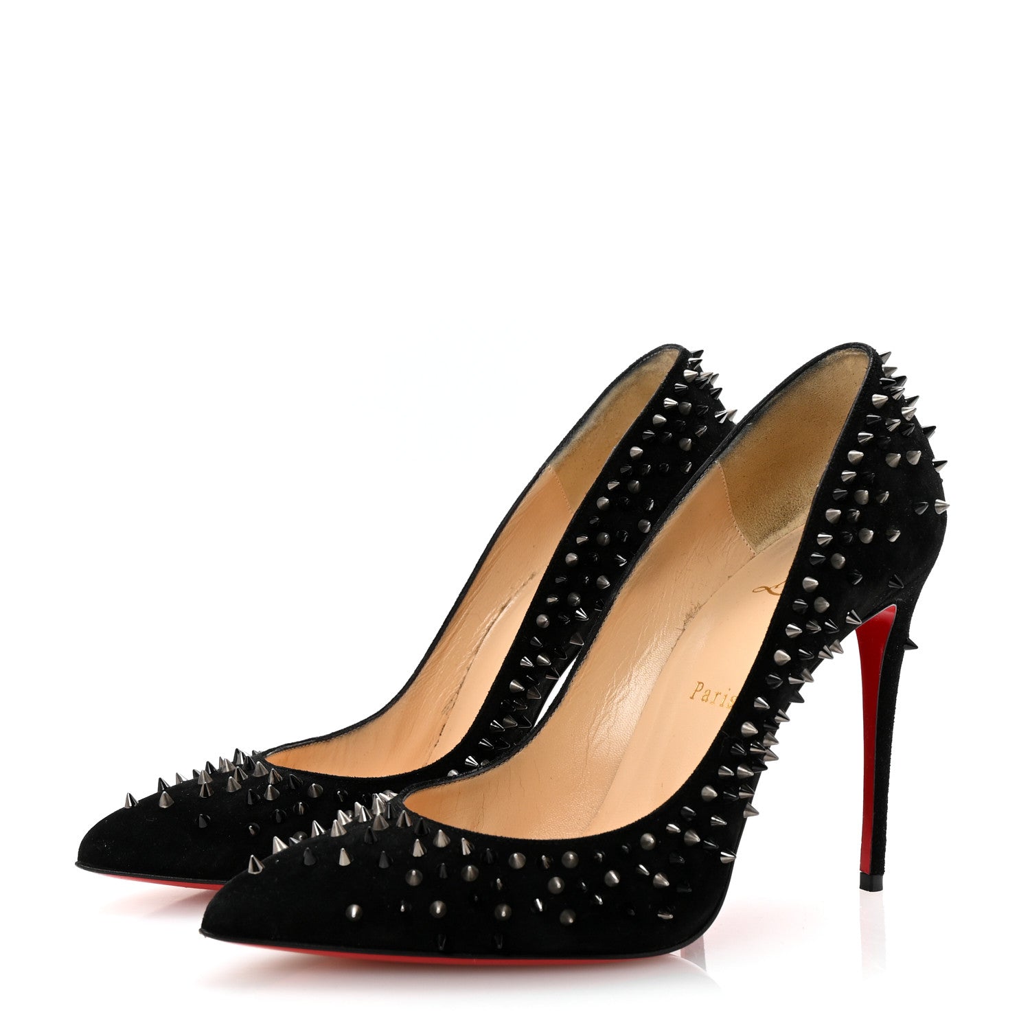 Christian Louboutin Veau Velours Studded Escarpic 100 Pumps 39.5 Black 4 of 9